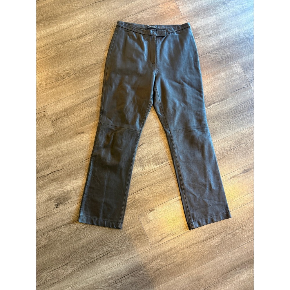 Territories Black Leather Pants Size 10 Straight Leg Zip Fly